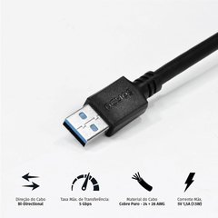 CABO USB A 3.0 MACHO PARA USB A 3.0 MACHO 2 METROS - PUAM3-2 - comprar online