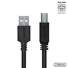 CABO USB A 2.0 MACHO PARA USB B 2.0 MACHO PARA IMPRESSORA 2 METROS - PUABM2-2