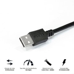 CABO USB A 2.0 MACHO PARA USB B 2.0 MACHO PARA IMPRESSORA 2 METROS - PUABM2-2 - comprar online