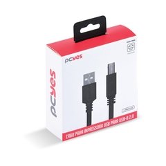 CABO USB A 2.0 MACHO PARA USB B 2.0 MACHO PARA IMPRESSORA 2 METROS - PUABM2-2