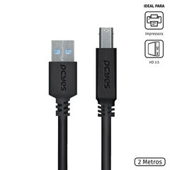 CABO USB A 3.0 MACHO PARA USB B 3.0 MACHO 2 METROS - PUABM3-2