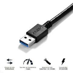 CABO USB A 3.0 MACHO PARA USB B 3.0 MACHO 2 METROS - PUABM3-2 - comprar online