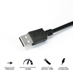 CABO USB A 2.0 MACHO PARA USB A 2.0 FEMEA 1 METRO - PUAMF2-1 - comprar online