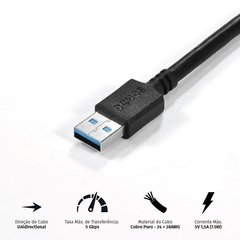 CABO USB A 3.0 MACHO PARA USB A 3.0 FEMEA 1 METRO - PUAMF3-1 - comprar online