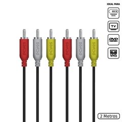 CABO 3 RCA MACHO PARA 3 RCA MACHO VIDEO COMPOSTO 2 METROS - P3R-2