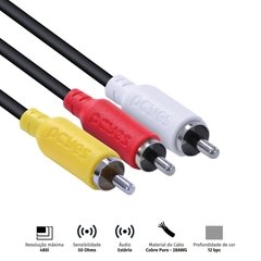 CABO 3 RCA MACHO PARA 3 RCA MACHO VIDEO COMPOSTO 2 METROS - P3R-2 - comprar online