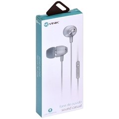 Imagem do FONE DE OUVIDO SOUND CASUAL CINZA SPACE METALICO COM MICROFONE, ATENDE CELULAR