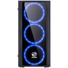 GABINETE MID-TOWER SATURN PRETO COM 3 FANS LED AZUL LATERAL EM ACRÍLICO - SATPTAZ3FCA - comprar online