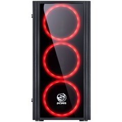 GABINETE MID-TOWER SATURN PRETO COM 3 FANS LED VERMELHO LATERAL EM ACRÍLICO - SATPTVM3FCA - comprar online