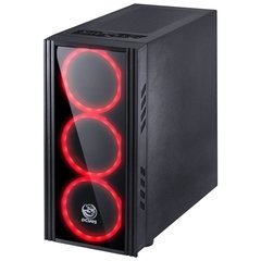 GABINETE MID-TOWER SATURN PRETO COM 3 FANS LED VERMELHO LATERAL EM ACRÍLICO - SATPTVM3FCA - loja online