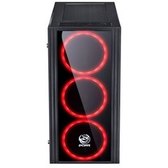 Imagem do GABINETE MID-TOWER SATURN PRETO COM 3 FANS LED VERMELHO LATERAL EM ACRÍLICO - SATPTVM3FCA