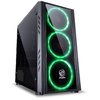 GABINETE MID-TOWER SATURN PRETO COM 3 FANS LED VERDE LATERAL EM ACRÍLICO FRONTAL EM VIDRO TEMPERADO - SATPTVD3FCA