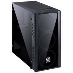 GABINETE MID-TOWER SATURN PRETO COM 3 FANS LED VERDE LATERAL EM ACRÍLICO FRONTAL EM VIDRO TEMPERADO - SATPTVD3FCA - Preech Informática - Informática e suas tecnologias