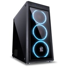 GABINETE MID-TOWER JUPITER PRETO COM 3 FANS LED RGB FRONTAL E LATERAL EM VIDRO TEMPERADO - JUPPT7C3FCV - Preech Informática - Informática e suas tecnologias