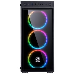 GABINETE MID-TOWER JUPITER PRETO COM 3 FANS LED RGB FRONTAL E LATERAL EM VIDRO TEMPERADO - JUPPT7C3FCV - Preech Informática - Informática e suas tecnologias