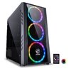 GABINETE MID-TOWER SATURN PRETO COM 3 FANS LED RGB LATERAL EM ACRÍLICO FRONTAL EM VIDRO TEMPERADO - SATPT7C3FCA