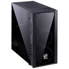 GABINETE MID-TOWER SATURN PRETO COM 3 FANS LED RGB LATERAL EM ACRÍLICO FRONTAL EM VIDRO TEMPERADO - SATPT7C3FCA