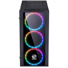 GABINETE MID-TOWER SATURN PRETO COM 3 FANS LED RGB LATERAL EM ACRÍLICO FRONTAL EM VIDRO TEMPERADO - SATPT7C3FCA na internet