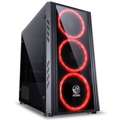 GABINETE MID-TOWER SATURN PRETO COM 3 FANS LED RGB LATERAL EM ACRÍLICO FRONTAL EM VIDRO TEMPERADO - SATPT7C3FCA na internet