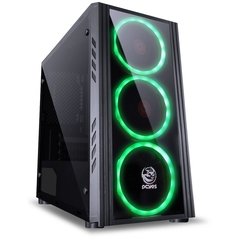 GABINETE MID-TOWER SATURN PRETO COM 3 FANS LED RGB LATERAL EM ACRÍLICO FRONTAL EM VIDRO TEMPERADO - SATPT7C3FCA - Preech Informática - Informática e suas tecnologias