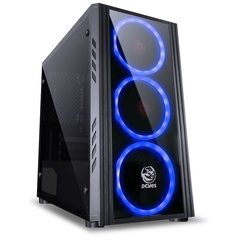 GABINETE MID-TOWER SATURN PRETO COM 3 FANS LED RGB LATERAL EM ACRÍLICO FRONTAL EM VIDRO TEMPERADO - SATPT7C3FCA - comprar online