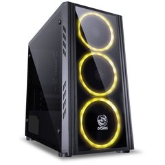 GABINETE MID-TOWER SATURN PRETO COM 3 FANS LED RGB LATERAL EM ACRÍLICO FRONTAL EM VIDRO TEMPERADO - SATPT7C3FCA - comprar online