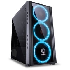 GABINETE MID-TOWER SATURN PRETO COM 3 FANS LED RGB LATERAL EM ACRÍLICO FRONTAL EM VIDRO TEMPERADO - SATPT7C3FCA - loja online