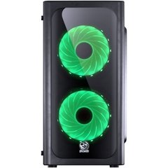 GABINETE MID-TOWER VENUS PRETO COM 2 FANS LED VERDE LATERAL EM ACRÍLICO - VENPTVD2FCA - comprar online