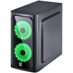 GABINETE MID-TOWER VENUS PRETO COM 2 FANS LED VERDE LATERAL EM ACRÍLICO - VENPTVD2FCA - Preech Informática - Informática e suas tecnologias