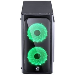 Imagem do GABINETE MID-TOWER VENUS PRETO COM 2 FANS LED VERDE LATERAL EM ACRÍLICO - VENPTVD2FCA