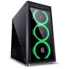 GABINETE MID-TOWER JUPITER PRETO COM 3 FANS LED VERDE FRONTAL E LATERAL EM VIDRO TEMPERADO - JUPPTVD3FCV