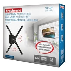 SUPORTE ARTICULADO 3 MOVIMENTOS PARA TV LED, LCD, PLASMA, 3D E SMART TV DE 10 A 55'' SBRP1020 JÁ VEM MONTADO - comprar online