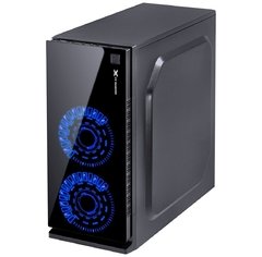 GABINETE GAMER VX GAMING CRATER COM JANELA ACRÍLICA PRETO COM 2 X FAN FRONTAL 120MM 15 PONTOS DE LED AZUL - comprar online