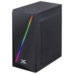 GABINETE GAMER VX GAMING PYXIS COM JANELA ACRÍLICA COM DOBRADIÇA PRETO FRONTAL COM FITA LED RGB - Preech Informática - Informática e suas tecnologias