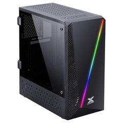 GABINETE GAMER VX GAMING PYXIS COM JANELA ACRÍLICA COM DOBRADIÇA PRETO FRONTAL COM FITA LED RGB - comprar online