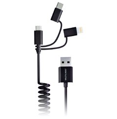 CABO ESPIRAL CONCEPT 3 EM 1 MICRO USB + USB-C + IPHONE 1.5M PRETO WI368