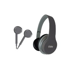 COMBO OEX TWIN DUAL SOUND HEADSET + FONE DE OUVIDO HF-100 CINZA