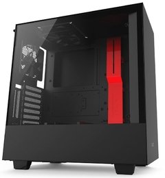 GABINETE H500I BLACK/RED- ILUMINAÇÃO RGB - PAINEL DE VIDRO TEMPERADO - GERENCIAMENTO DE CABOS - CA-H500W-BR