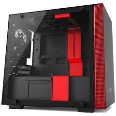 GABINETE H200 BLACK/RED - MINI-ITX - PAINEL DE VIDRO TEMPERADO - EM AÇO - CA-H200B-BR