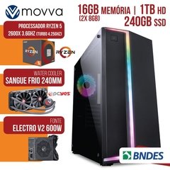 COMPUTADOR GAMER AMD RYZEN 5 2600X 3.6GHZ MEM. 16GB (2X 8GB) SSD 240GB HD 1TB WATER COOLER 240MM HDMI/VGA FONTE 600W