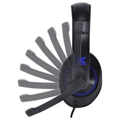 HEADSET GAMER VX GAMING V BLADE II USB COM MICROFONE RETRÁTIL E AJUSTE DE HASTE PRETO COM AZUL - GH202 - Preech Informática - Informática e suas tecnologias