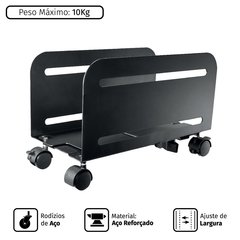 SUPORTE PARA CPU AJUSTÁVEL COM RODÍZIO FEITO EM AÇO - MODELO PLMSC02