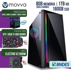 COMPUTADOR GAMER MVX5 INTEL I5 9400F 2.9GHZ 9ª GER MEM 8GB SSD 160GB HD 1TB VGA GTX 1050 TI 4GB FONTE 600W LINUX