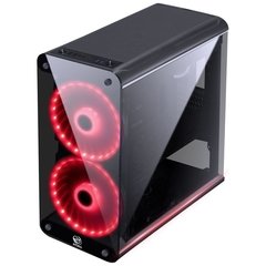 GABINETE MID-TOWER SOLARIS PRETO COM 2 FAN 20CM RGB COM FRONTAL E LATERAIS EM VIDRO TEMPERADO - SOLPTRGB2FV - comprar online