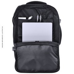 MOCHILA PARA NOTEBOOK ATÉ 15.6" TRAVELTECH PRETA COM DETALHES EM VERMELHO - TB-2 na internet