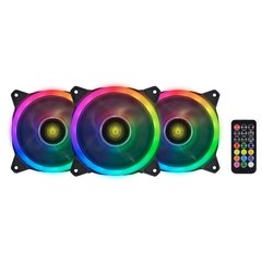 FAN/COOLER VX GAMING PARA GABINETE V.RING ANEL DE LED 120X120MM RGB PACK COM 3 UNIDADES + CONTROLADOR