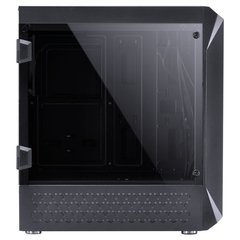 GABINETE GAMER VX GAMING BOREALIS COM JANELA ACRÍLICA COM DOBRADIÇA PRETO FRONTAL COM FITA LED RGB