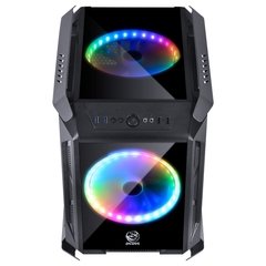 Imagem do GABINETE CUBO ALPHA PRETO COM 2 FANS 200MM LED RGB - FRONTAL, TOPO E LATERAIS EM VIDRO TEMPERADO - ALPTRGB2FCV