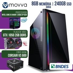 COMPUTADOR GAMER MVX5 INTEL I5 9400F 2.9GHZ 9ª GER MEM 8GB SSD 240GB VGA GTX 1050 2GB FONTE 600W LINUX