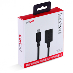 ADAPTADOR OTG MICRO USB PARA USB 2.0 15CM PRETO CONEXAO COM CELULARES SMARTPHONES TABLETS - PAMUP-15